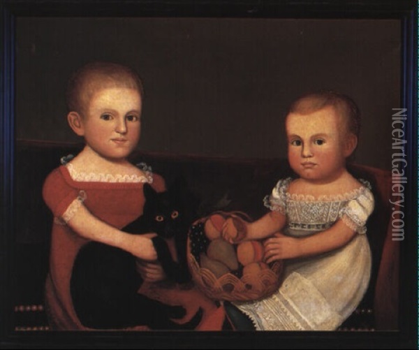 Portrait Of The Farley Children Oil Painting - Zedekiah Belknap