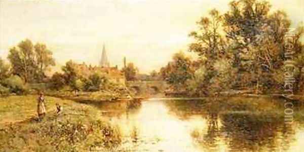 The Thames at Marlow Oil Painting - Alfred I Glendening