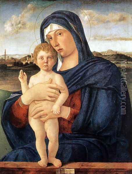 Madonna with Blessing Child 1475-80 Oil Painting - Giovanni Bellini
