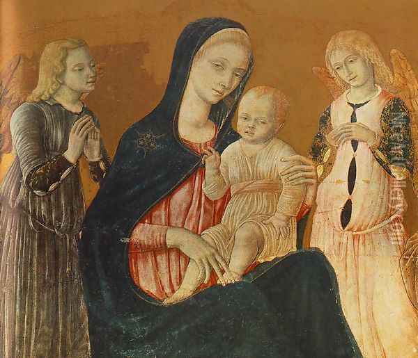 Madonna with Child and Two Angels Oil Painting - Matteo Di Giovanni