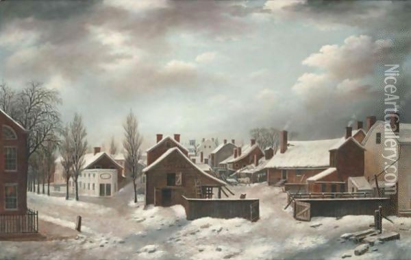 Winter Scene In Brooklyn Oil Painting - Francis Guy