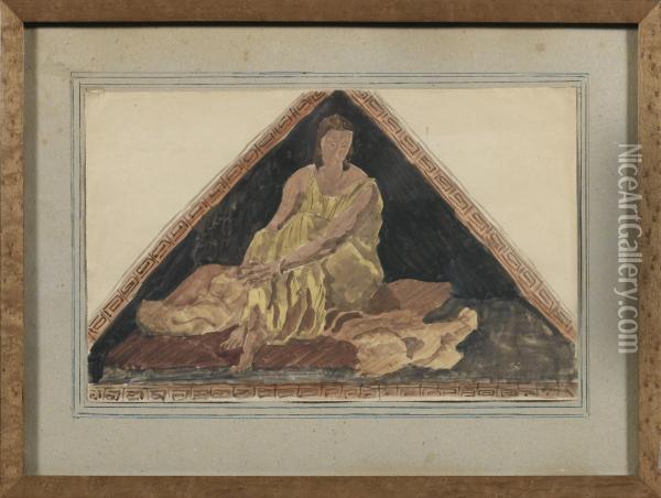 Representant Une Femme Assise Vetue A L'antique Oil Painting - Emile-Antoine Bourdelle
