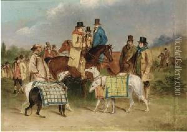 Before The Course; And Releasing The Hare Oil Painting - Henry Thomas Alken