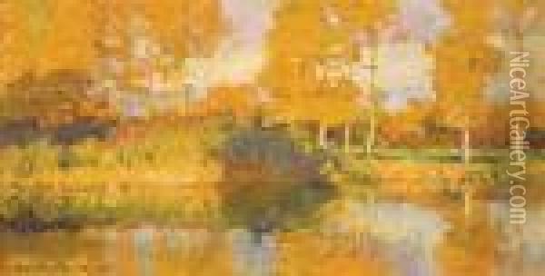 Autumn Reflections Oil Painting - Robert William Vonnoh