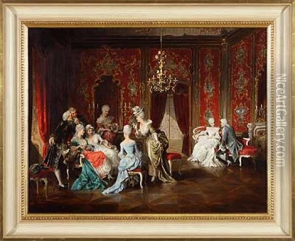 Gesellschaftsklatsch Im Rokokosaal Oil Painting - Karl Schweninger the Younger