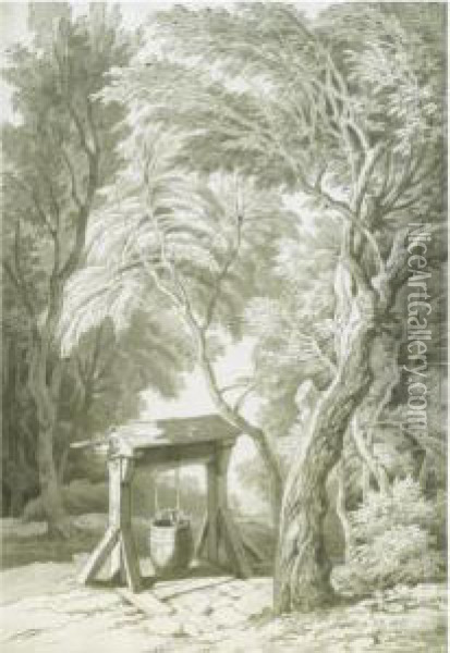 A Well Beneath Trees Oil Painting - John White Abbott
