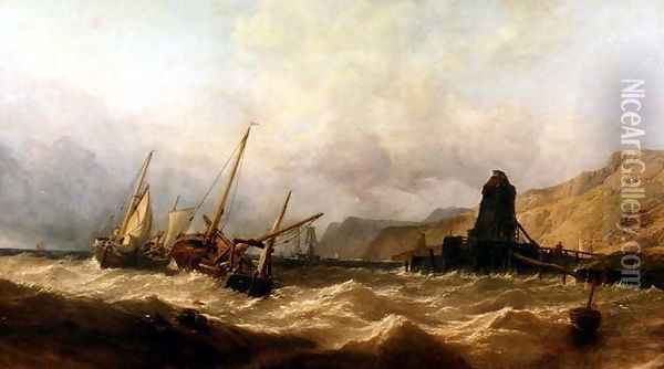 Oxwich Bay, South Wales, 1851 Oil Painting - George Clarkson Stanfield