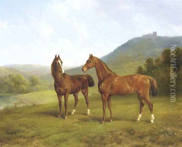 Horses in a valley Oil Painting - Augustus Knip