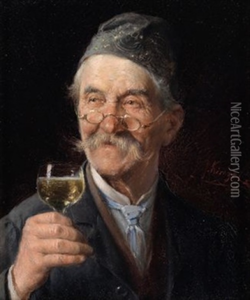 Der Weinbeiser Oil Painting - Josef Kinzel