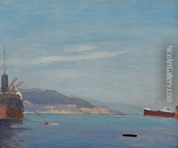 Veduta Di Porto Oil Painting - Napoleone G. Fiumi