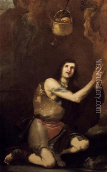 San Benedetto Eremita Olio Su Tela Oil Painting - Johann Heinrich Schonfeld