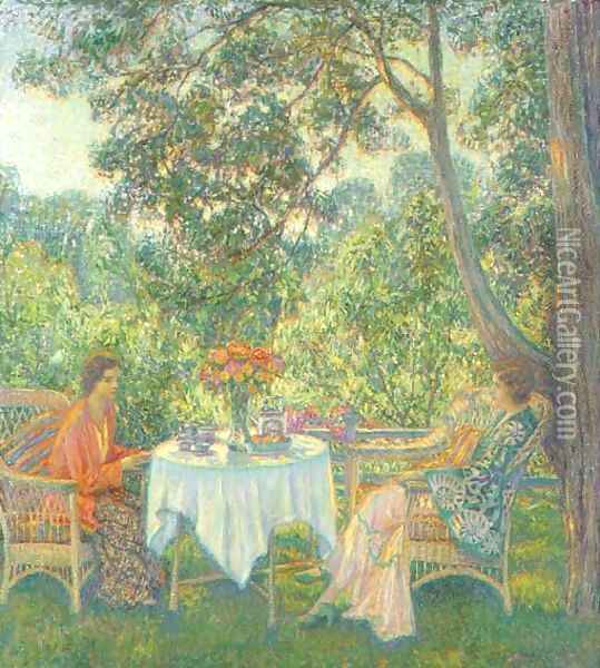 Teatime (Lois and Betty-June) Oil Painting - Wilson Henry Irvine