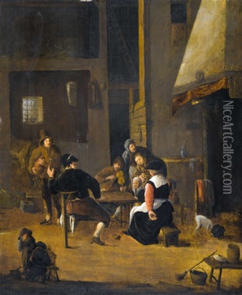 Schenkeninterieur Mit Heiterer Gesellschaft Oil Painting - Cornelis Beelt