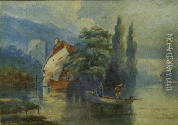 A River Scene Oil Painting - Frederick James Aldridge