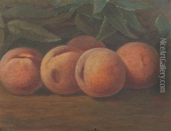 A Still Life With Peaches Oil Painting - Nicholas Alden Brooks