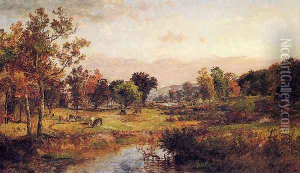 Farm Along the River Oil Painting - Jasper Francis Cropsey