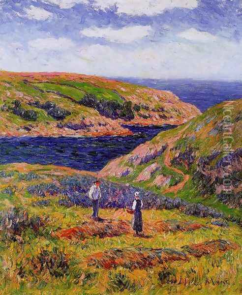 Cliffs at Clohars, Carnoet Oil Painting - Henri Moret