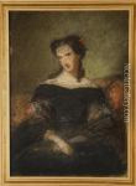 Retrato De La Emperatriz Eugenia De Montijo. Oil Painting - Eugene Louis Lami