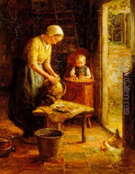 A Happy Family Oil Painting - Evert Pieters