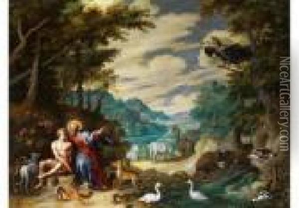 Erschaffung Adams Im Paradies Oil Painting - Jan Brueghel the Younger