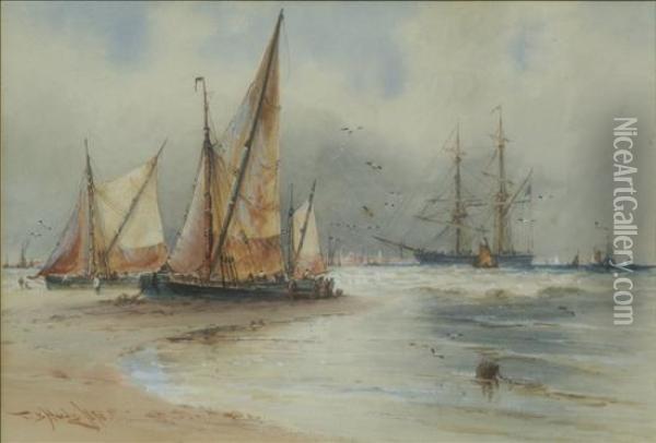 Entering Port Oil Painting - Thomas Bush Hardy