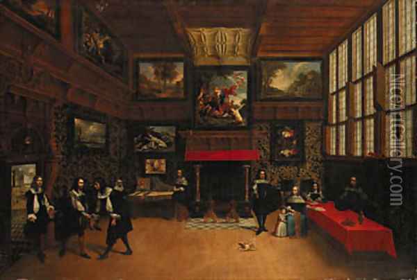 The neercamer of a town house near the wharf at Antwerp with a young gentleman, receiving, on behalf of his attendant relations Oil Painting - Peeter, the Elder Neeffs