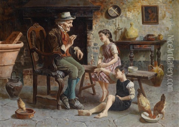 Grosvater Erzahlt Oil Painting - Jules Zermati