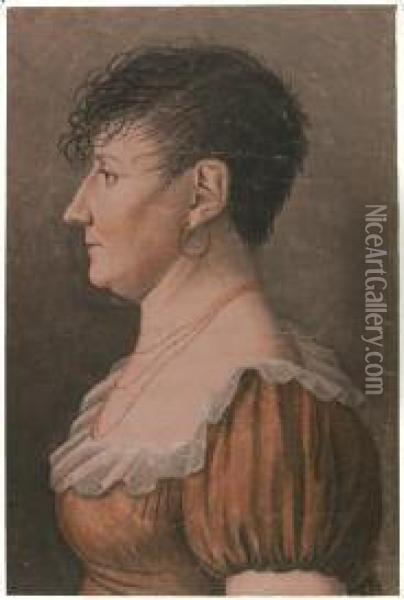 Portrait De Femme Coiffee En Porc-epic Oil Painting - Edme Quenedey