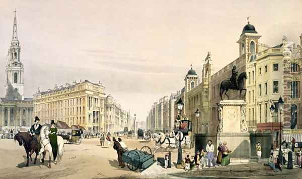 View from Charing Cross looking towards the Strand, 1842 Oil Painting - Thomas Shotter Boys