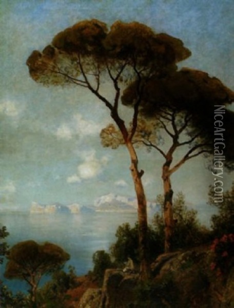 Blick Auf Capri In Der Abendsonne Oil Painting - Ascan Lutteroth