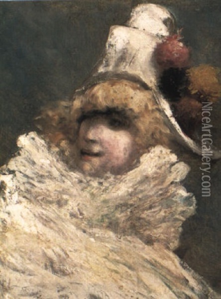 Self-portrait As Pierrot Oil Painting - Sarah Bernhardt