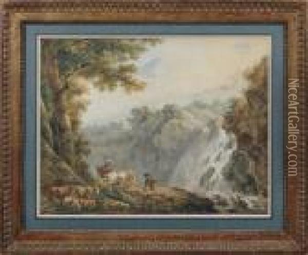 Berger Et Bergere Dans Un Paysage De Montagne Oil Painting - Francesco Giuseppe Casanova