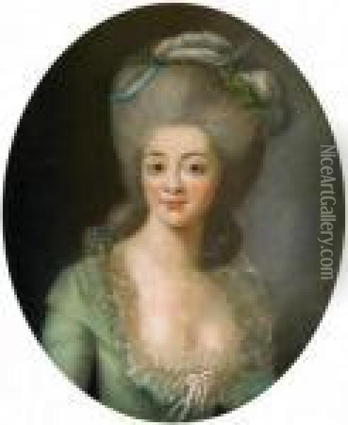 Portrait Of A Young Lady In Elegant Robe Oil Painting - Johann Heinrich The Elder Tischbein