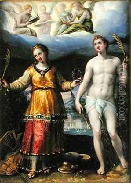 St Sebastian and St Cecilia Oil Painting - Lavinia Fontana