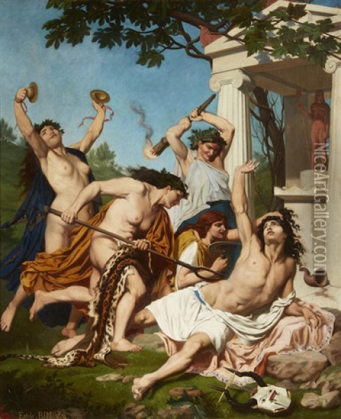 The Death Of Orpheus Oil Painting - Emile Jean Baptiste Philippe Bin