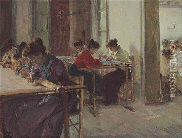 The Weavers Oil Painting - Walter Gay