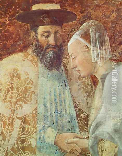 Meeting of Solomon and the Queen of Sheba (detail-1) c. 1452 Oil Painting - Piero della Francesca
