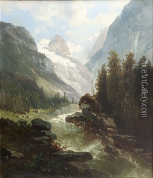 Wilde Wasser In Dachstein Oil Painting - Josef Thoma