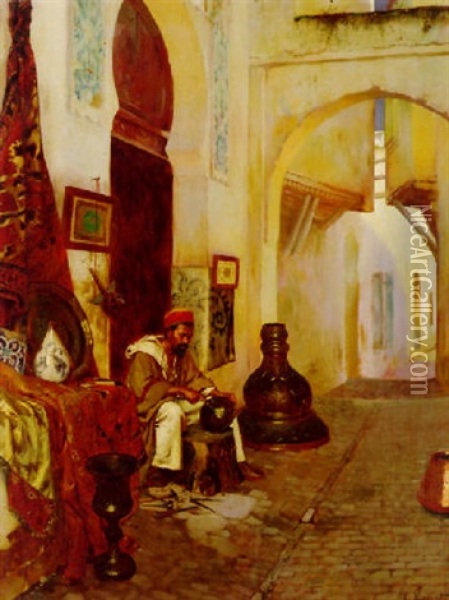 The Metalworker's Stall Oil Painting - Rudolf Ernst