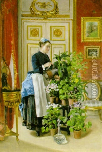 Salongsinterior Oil Painting - Johanna Sophia Soedergren