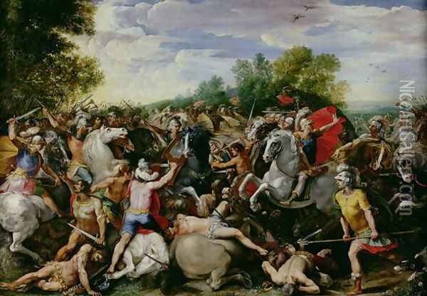 The Victory of Tullus Hostilius (672-640 BC) over the Forces of Veii and Fidenae Oil Painting - Giuseppe Cesari