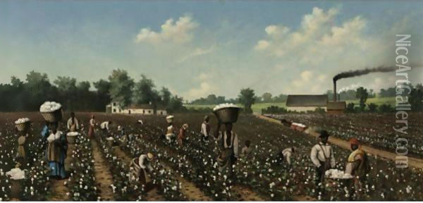 Workers In A Cotton Field Oil Painting - William Aiken Walker