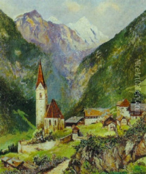 Heiligenblut Und Grosglockner Oil Painting - Heinrich Wertheim