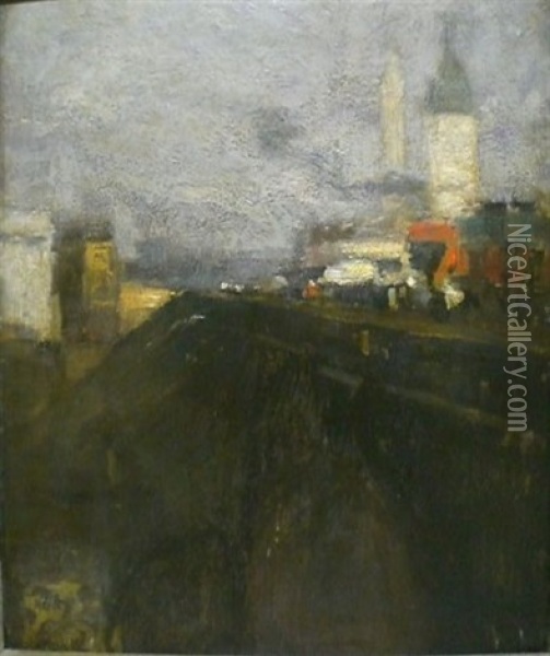 Paysage De Londres, Le Pont Oil Painting - Eugene Louis Gillot