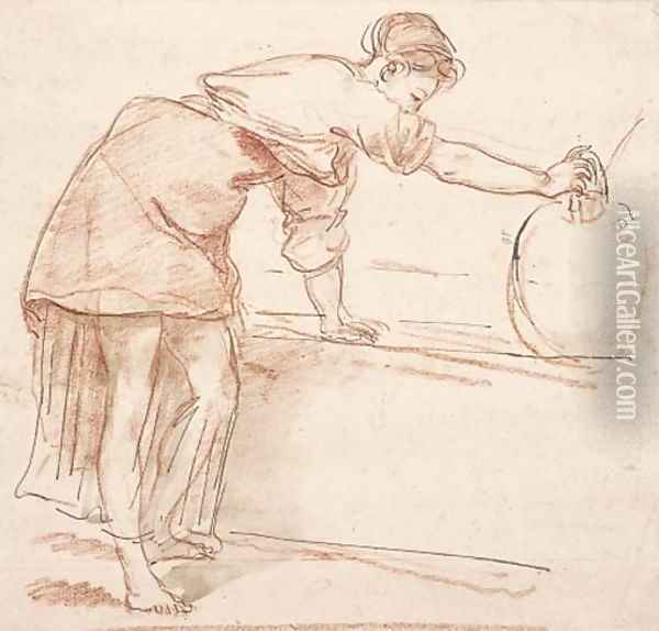 A woman filling a water jar at a fountain Oil Painting - Hubert Robert