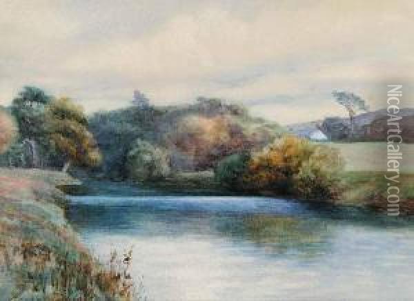 Untitled - Blue River Oil Painting - Henry Shields