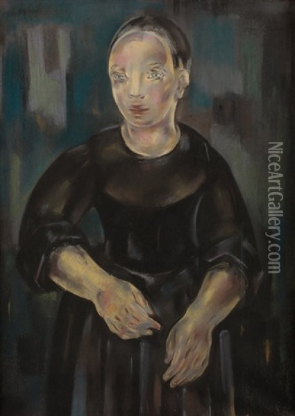 Mujer De Negro Oil Painting - Maria Blanchard