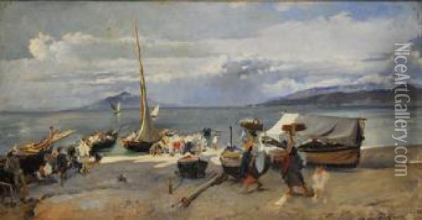 El Golfo De Napoles Oil Painting - Francisco Pradilla y Ortiz