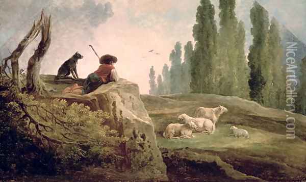 The Shepherd Oil Painting - Hubert Robert