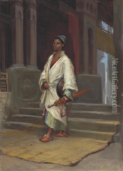A Eunuch Guarding The Harem Oil Painting - Paul-Marie Lenoir